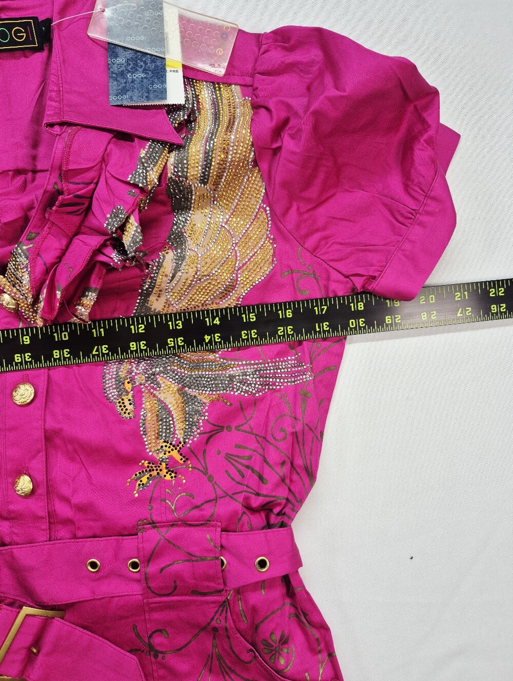 COOGI Couture Vtg Button Up Embelished Dress Women's Medium Eagle NWT Flaws - Picture 10 of 16
